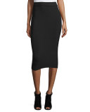 Ribbed Midi Skirt, Black