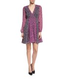 Ivetta Long-Sleeve Printed Chiffon Dress, Pirouette Dot