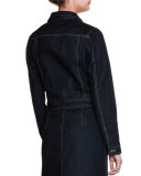 Button-Front Denim Jacket, Dark Navy