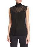 Sleeveless Mock-Neck Pullover Top W/Camisole, Black