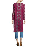 Sienna Long-Sleeve Lace Cardigan, Scarlet