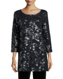 Animal Sequined Tunic, Black  