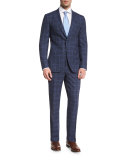 Gregory Melange Windowpane Two-Piece Suit, Navy