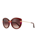 Butterfly Sunglasses with Golden Detail, Wine