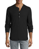 Thermal Henley T-Shirt, Black