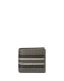 Embroidered Intrecciato Leather Bi-Fold Wallet, Gray