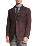 Cashmere Check Sport Coat, Brick Multi Check