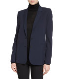 Woven Two-Button Jacket, Coastal Blue