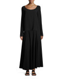 Dona Scoop-Neck Long-Sleeve Tee, Black