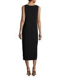 Jersey Scoop-Neck Midi Dress, Black