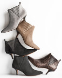 Faie Suede Kitten-Heel Bootie, Storm