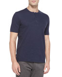 Short-Sleeve Slub Henley, Navy