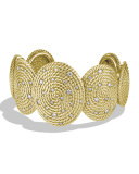 Cable Coil Cuff with Diamonds in Gold