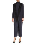 Long-Sleeve Cashmere Turtleneck w/ Drop-Needle Hem