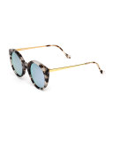 Palm Beach Mirrored Cat-Eye Sunglasses, White Tortoise