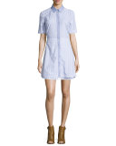 Ginger Striped A-Line Shirtdress, Blue/White
