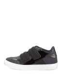 Banded Leather Low-Top Sneaker, Black/Gray