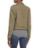 Marjorie Zip-Front Belted Jacket, Desert Olive
