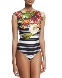 Carmen Floral Cap-Sleeve One-Piece Swimsuit, Multi