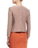 Cotton-Blend Tweed Zip-Front Jacket, Sienna/Multi