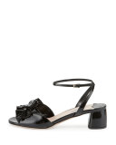 Ruffled Patent 45mm Sandal, Nero