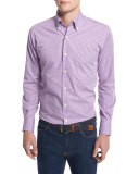 Crown-Finish Gingham Sport Shirt, Purple