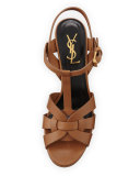 Tribute Leather Mid-Heel Sandal, Bronze