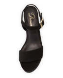 Angie Nubuck Wedge Sandal, Black