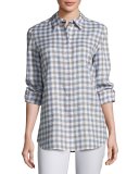 Brody Wanderlust Linen Check Button-Down Blouse