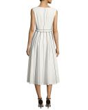 Maripose Finesse Crepe A-Line Midi Dress, Ivory