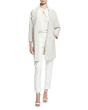 Charmeuse Twist-Neck Blouse, Ivory