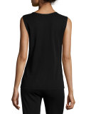 Crewneck Knit Tank, Black 