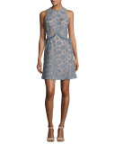 Cutwork Star Mini Dress, Blue