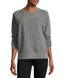 The Seamed Raglan Sweatshirt w/Studs, Heather Gray