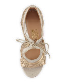 Edith Twist Woven Lace-Up Sandal, Mekong/Yuta