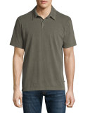Sueded Jersey Polo Shirt, Taupe