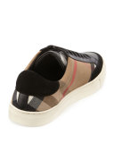 Rettford Check Leather & Suede Low-Top Sneaker, Camel
