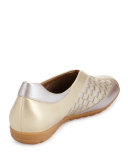 Barabel Woven Leather Slip-On Sneaker, Pale Platino
