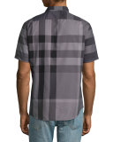 Fred Exploded-Check Woven Shirt, Charcoal