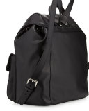Soft Calf Double-Pocket Backpack, Black (Nero)