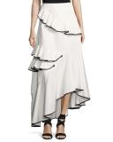 Helena Asymmetric Ottoman Maxi Skirt, Ivory