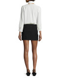 Guadeloupe Studded Suede A-Line Mini Skirt, Black