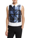 Graphic-Gridded Jacquard Shell, Ice/Black