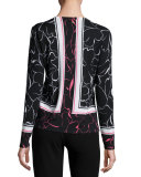 Relief Floral-Print Knit Cardigan, Fantasy