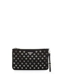 Tessuto Vela Grommet Wristlet Bag, Black (Nero)