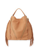 Fringe Moto Hobo Bag, Butter Rum