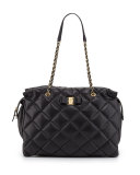 Ginette Vara Soft Quilted Shoulder Bag, Nero