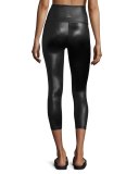 Gloss Over High-Waist Capri Legging, Black