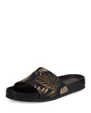 Wasco Men's Palm-Print Canvas Slide Sandal, Blue/Green