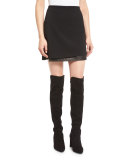 Darcie Double-Layer Leather-Combo Mini Skirt